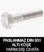 paslanmaz din 931 altı köse yarim diş cıvata